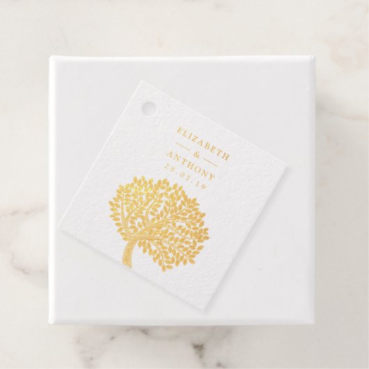 Gouden Waterverf Boom Bruiloft Bedankjes Labels (Met doos)