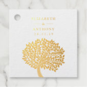 Gouden Waterverf Boom Bruiloft Bedankjes Labels (Voorkant)