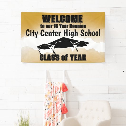 Gouden Waterverf Border Class Reunion Welkom Spandoek (Insitu)