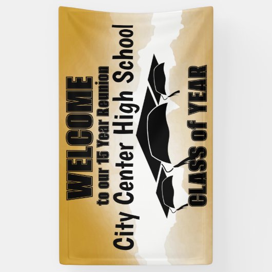 Gouden Waterverf Border Class Reunion Welkom Spandoek (Verticaal)