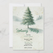  Gouden Waterverf Christmas Pine Tree Party Kaart (Voorkant)