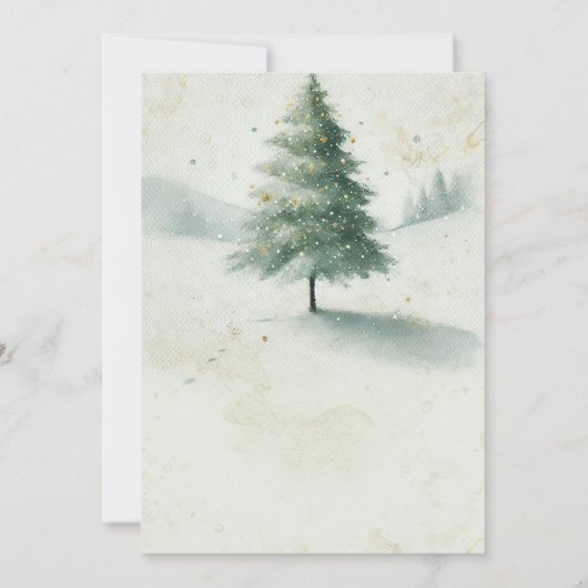  Gouden Waterverf Christmas Pine Tree Party Kaart (Achterkant)