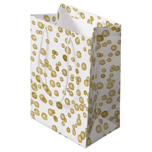 Gouden Waterverf Confetti Medium Cadeauzakje (Voorkant Gekanteld)