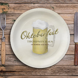 Gouden Waterverf Eenvoudig Oktoberfest Bier 7" Papieren Bordje