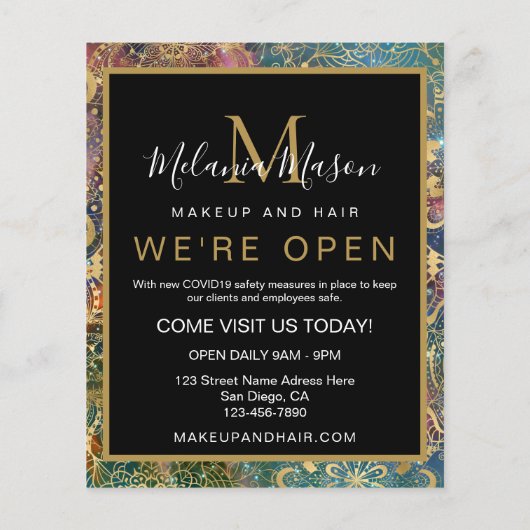 Gouden waterverf en nevel mandala flyer (Achterkant)