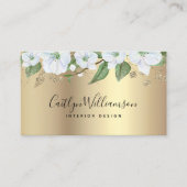 Gouden Waterverf Floral Stijlvol Zwart Script Mode Visitekaartje (Voorkant)