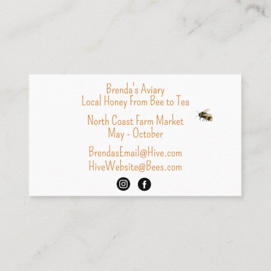  gouden Waterverf Fresh Honey Visitekaartje (Achterkant)