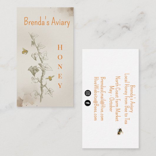 gouden Waterverf Fresh Honey Visitekaartje (Voorkant / Achterkant)
