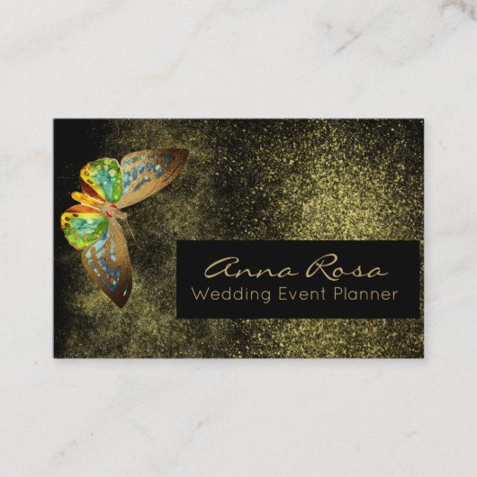 *~* Gouden Waterverf Glitter vergulde vlinder Visitekaartje (Voorkant)