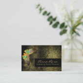 *~* Gouden Waterverf Glitter vergulde vlinder Visitekaartje (Staand voorkant)