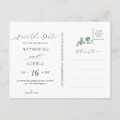 Gouden Waterverf Greenery Save the Date Briefkaart (Achterkant)