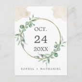 Gouden Waterverf Greenery Save the Date Briefkaart (Voorkant)