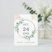 Gouden Waterverf Greenery Save the Date Briefkaart (Staand voorkant)