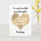 Gouden Waterverf Hart 10e Verjaardag Kaart (Gele Bloem)