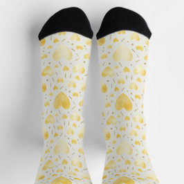 Gouden Waterverf Harten & Glitter Glans Patroon Sokken