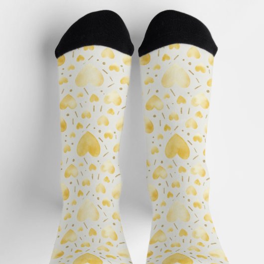 Gouden Waterverf Harten & Glitter Glans Patroon Sokken (Top)
