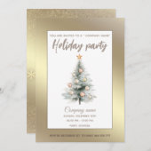 Gouden waterverf Kerstboom bedrijfsfeest Kaart (Voorkant / Achterkant)