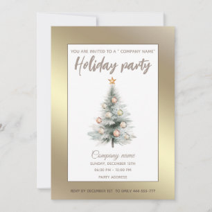 Gouden waterverf Kerstboom bedrijfsfeest Kaart