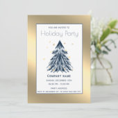 Gouden waterverf Kerstboom Vakantie feest Kaart (Staand voorkant)