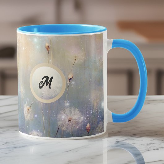 Gouden Waterverf Kijk Paardenbloemen Initiaal Mono Mok