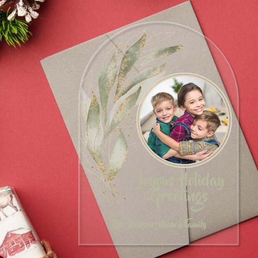 Gouden Waterverf laat vrolijke vakantie acryl Kaar Acryl Uitnodigingen