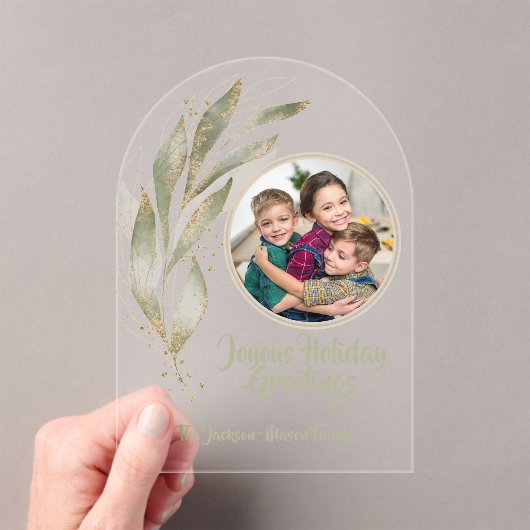 Gouden Waterverf laat vrolijke vakantie acryl Kaar Acryl Uitnodigingen (Insitu (Draagbaar))