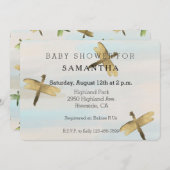 Gouden Waterverf libellen baby shower Kaart (Voorkant / Achterkant)