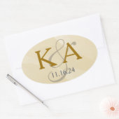 Gouden waterverf monogramlabel ovale sticker (Envelop)