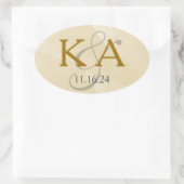 Gouden waterverf monogramlabel ovale sticker (Tas)