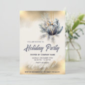 Gouden waterverf ornament bedrijf kerstfeest kaart (Staand voorkant)