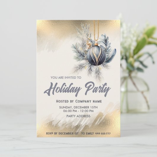 Gouden waterverf ornament bedrijf kerstfeest kaart (Staand voorkant)