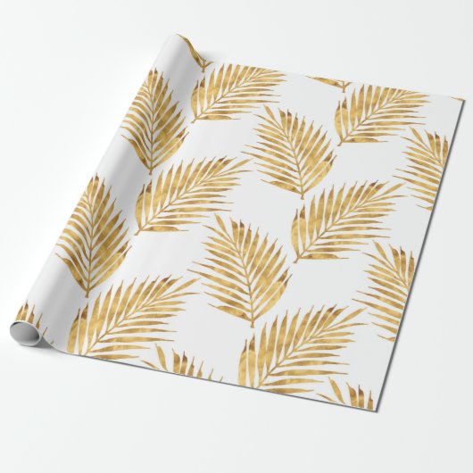 Gouden Waterverf palmschijfjes Cadeaupapier (Uitgerold)