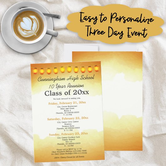 Gouden Waterverf Reünie 3-daagse Sjabloon uitnodig Kaart