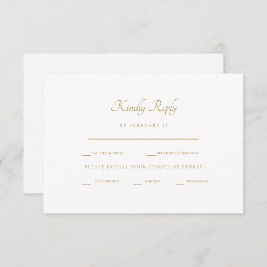 Gouden Waterverf Stem Witte Diner Opties RSVP (Voorkant / Achterkant)