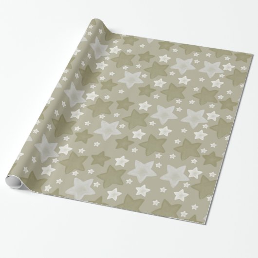 Gouden Waterverf Sterren Cadeaupapier (Uitgerold)