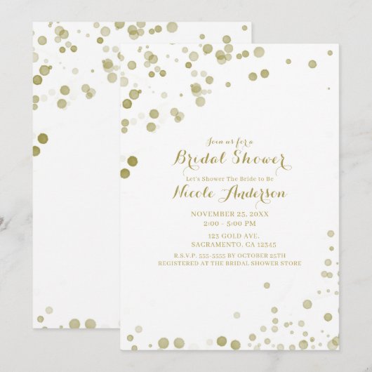 Gouden Waterverf Stippen Modern Clean Vrijgezellen Kaart (Voorkant / Achterkant)