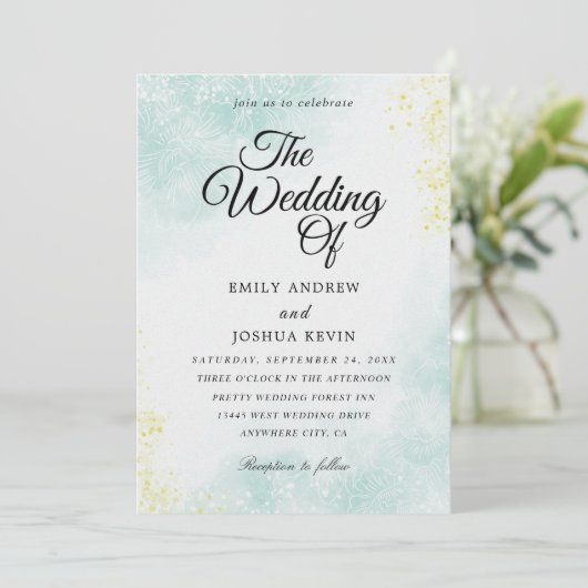 gouden waterverf trouwuitnodigingen kaart (Staand voorkant)