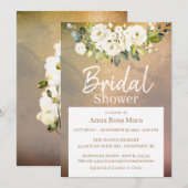 ** Gouden Waterverf Witte Roos Vrijgezellenfeest Kaart (Voorkant / Achterkant)