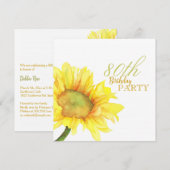 Gouden Waterverf Zonnebloemen 80ste Verjaardagsfee Kaart (Voorkant / Achterkant)
