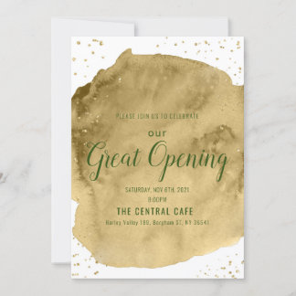 Gouden waterverfpenseelstreek op witte opening kaart