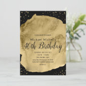 Gouden waterverfpenseelstreek op zwart kaart (Staand voorkant)