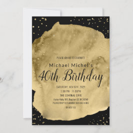 Gouden waterverfpenseelstreek op zwart kaart