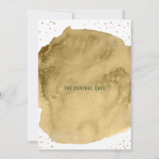 Gouden waterverfstreek op witte opening kaart (Achterkant)