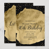 Gouden waterverfstreek op zwart kaart (Voorkant / Achterkant)