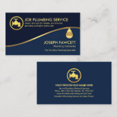 Gouden Wave Blauwe Schaduwlagen Elektro Visitekaartje (Voorkant / Achterkant)