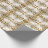Gouden Wavy Bladeren Bloemen Inpakpapier (Hoek)