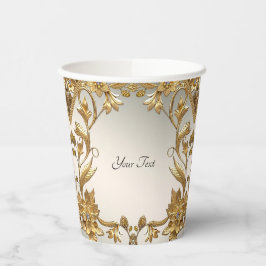 Gouden Wavy Bladeren Bloemen Papieren Kopjes Bekers