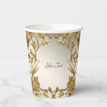 Gouden Wavy Bladeren Bloemen Papieren Kopjes