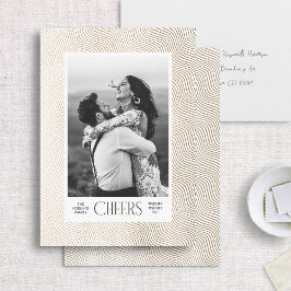 Gouden Wavy lijnen geëtste grens Elegant Nieuwjaar Feestdagenkaart