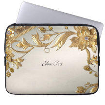 Gouden Wavy verlaat Floral Laptop Sleeve